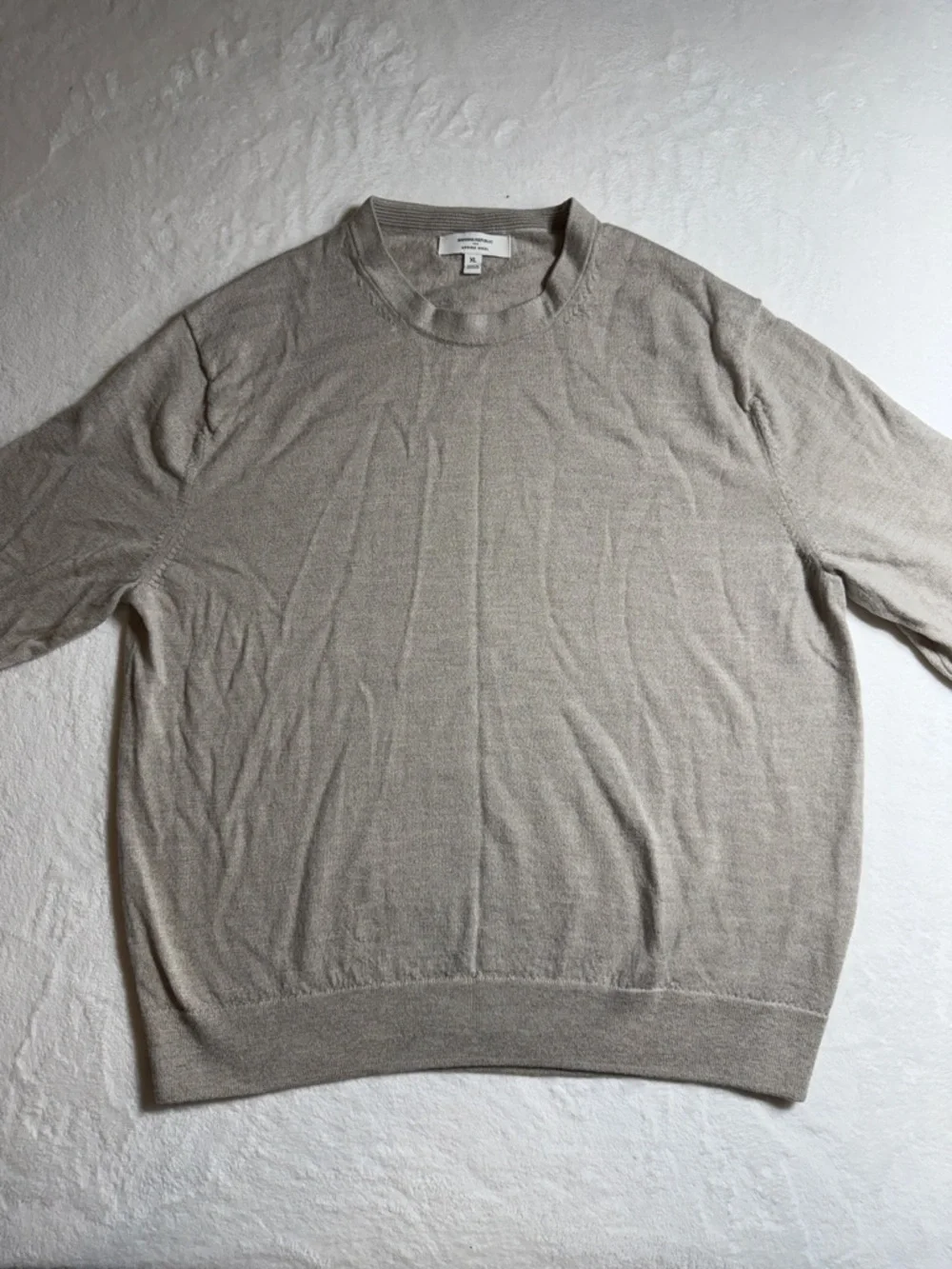 Banana Republic Men's Crewneck Merino Wool Sweater in Light Taupe